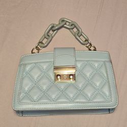 Small Baby Blue-Green Quilted Purse