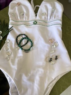 White Swimsuit With Rhingstone 