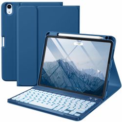 iPad Air 11” Keyboard Case – Backlit Detachable Bluetooth Keyboard + Pencil Holder (Blue)