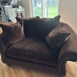 Dark chocolate velvet couch and loveseat 