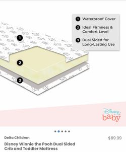 New Crib/ Toddler Mattress/ Disney Winnie the Pooh dual side mattress