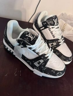 LV Style Trainer Sneakers – Black & White – Brand New
