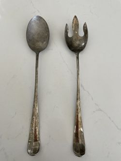 Silver Pleated Fork Spoon Set
