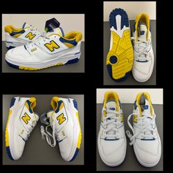 New Balance 550 White Blue & Yellow Low Tops Men’s Sz 8 & 12 New No Box!