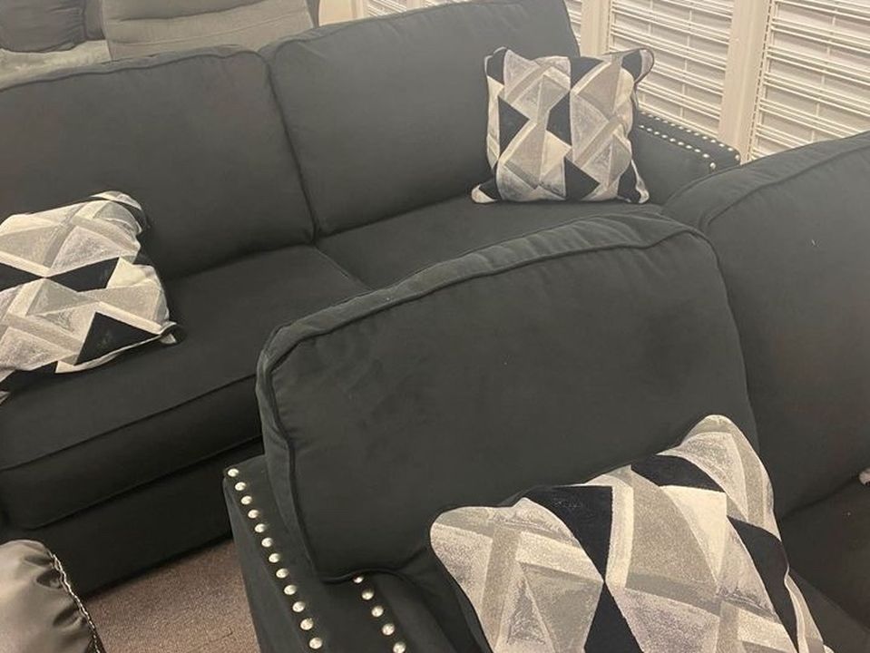 40 Down, Ashley Black Nailhead Sofa & Loveseat, Same Day Delivery