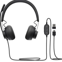 Brand New Logitech Zone Wired Headset, Certified for Microsoft Teams with advanced noise-canceling mic technology for open office environments, USB-C 