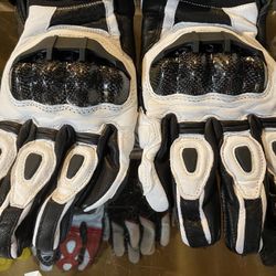 New White Motorcycle Armor Leather Gloves $45
