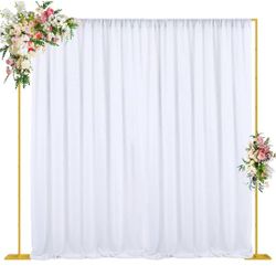 Wokceer 10x10 FT Backdrop Stand Heavy Duty Pipe and Drape Kit, Adjustable Gold Backdrop Stand for Wedding Birthday Party Photography Photo Booth Backg