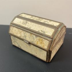 Vintage Belart Mexico Agate Slide Brass Jewelry Box Trinket Storage  Rare Find