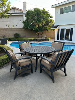 Outdoor Table + 4 Chairs + Recliner Set
