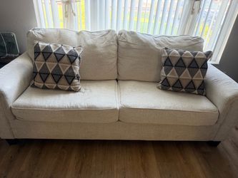 Cream Fabric Two-Seat Sofa