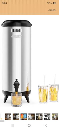 ROVSUN 4.8 Gallon Insulated Beverage Dispenser, Stainless Steel Hot and Cold Drink Dispenser, Ice and Hot Drink Server w/Spigot, Hot and Cold Beverage