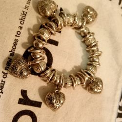 Stretchy Silver Heart Charm Bracelet