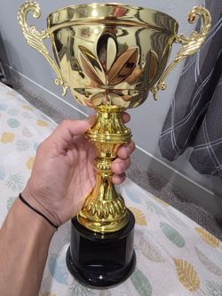 Decade Awards Metal Cup Trophy, Gold or Silver - Engraved Corporate Love Cup Award (10, 11.5, 13 or 14.5 Inch Tall) - Engraved Plate on Request