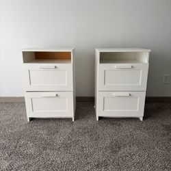 IKEA 2 White Night Stands With Storage