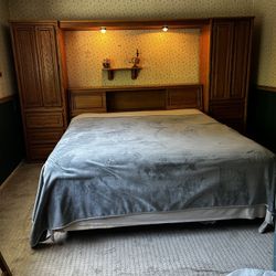 Oak Cali King Bed Frame, Headboard And Side Cabinets