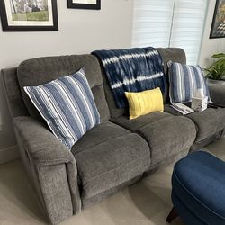 Gray fabric recliner sofa