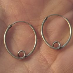 Vtg.Sterling Silver Unique Looped HOOP Earrings