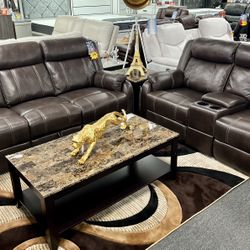 CRAZY DEAL🎄Beautiful Brown Two Piece Reclining Sofa And Love Seat Furniture Set DONT MISS OUT $999