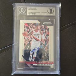 Damian Lillard Panini Prizm Signed Trading Card BAS