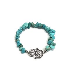 Turquoise Dyed Howlite- Lucky Charm-Meditation Bracelet