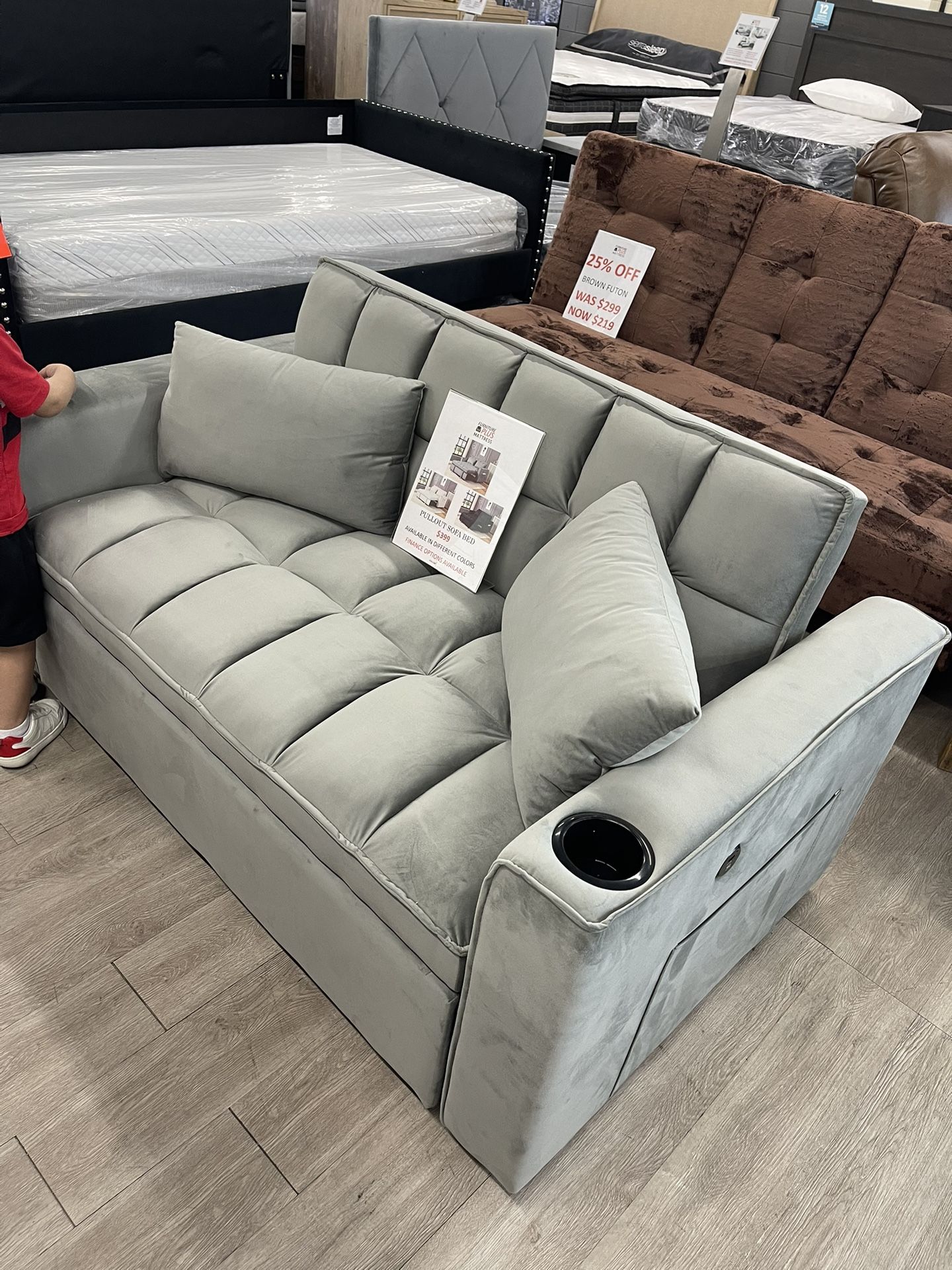 Pullout Sofa Sleeper - Available In Black And White