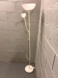 White Torchiere Floor Lamp with Reading Light