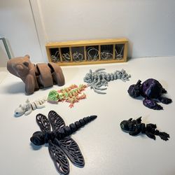 Articulated Toy 6"  Butterfly & Dragon Flexi-3D Printed  Articulated Toy Lot Boxed Set Of Linking Puzzles Lot 