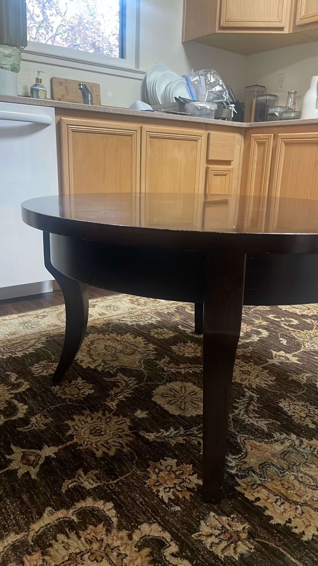 36” Black Wood Round Coffee Table 