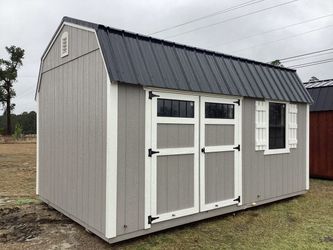 Pre-Owned 10x16 Barn Shed, Gray with White Trim