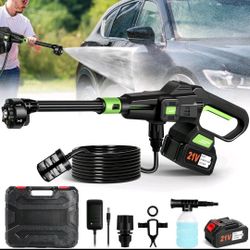 Cordless Pressure Washer Battery Powered, 6-In-1 Nozzle Portable Handheld Power 