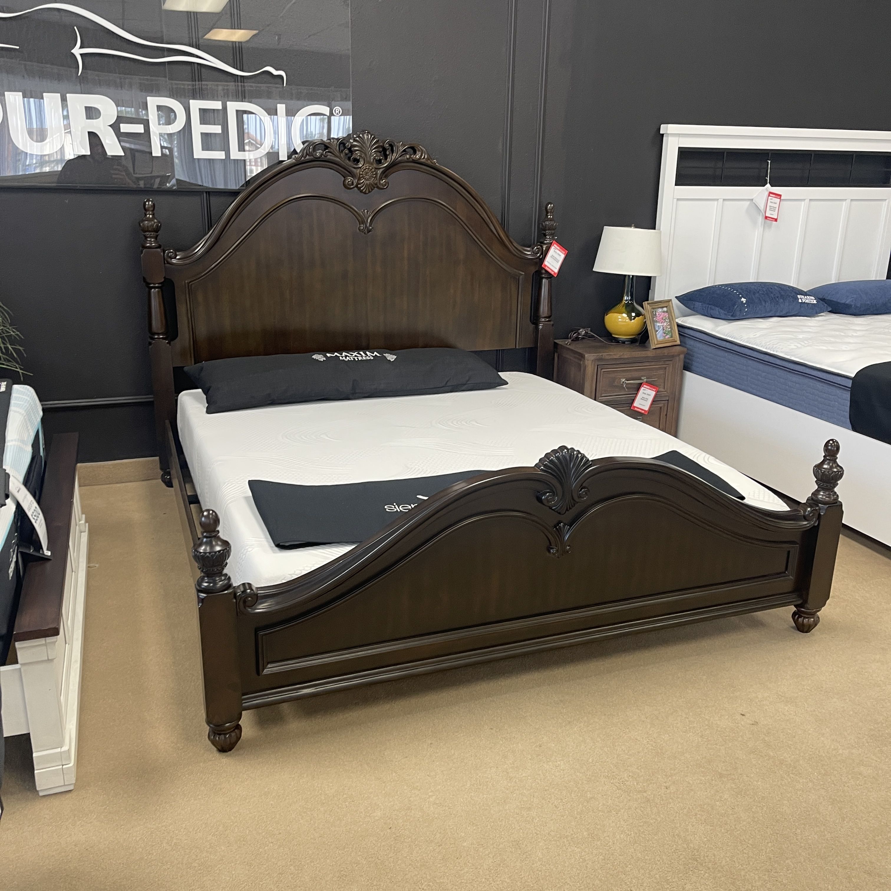 Dark Cherry King Panel Bed