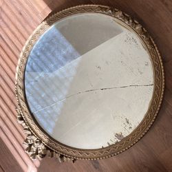 Cracked Vintage Round Mirror