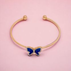 Butterfly Cuff Bracelet, Gold Cuff Bracelet, Resin Inlay, Cz Diamonds, Cuff Jewelry