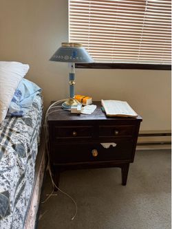 Vintage wood nightstand (lamp not included)