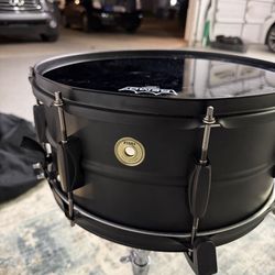 Tama Metalworks 14x6.5 matte black steel snare (dented top hoop)