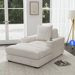 New Sofa CHAISE WITH 1 PILLOW 20IN ; 2 CUPHOLDERS AND 2 USB IN STENO CHARCOAL Or  STENO BEIGE