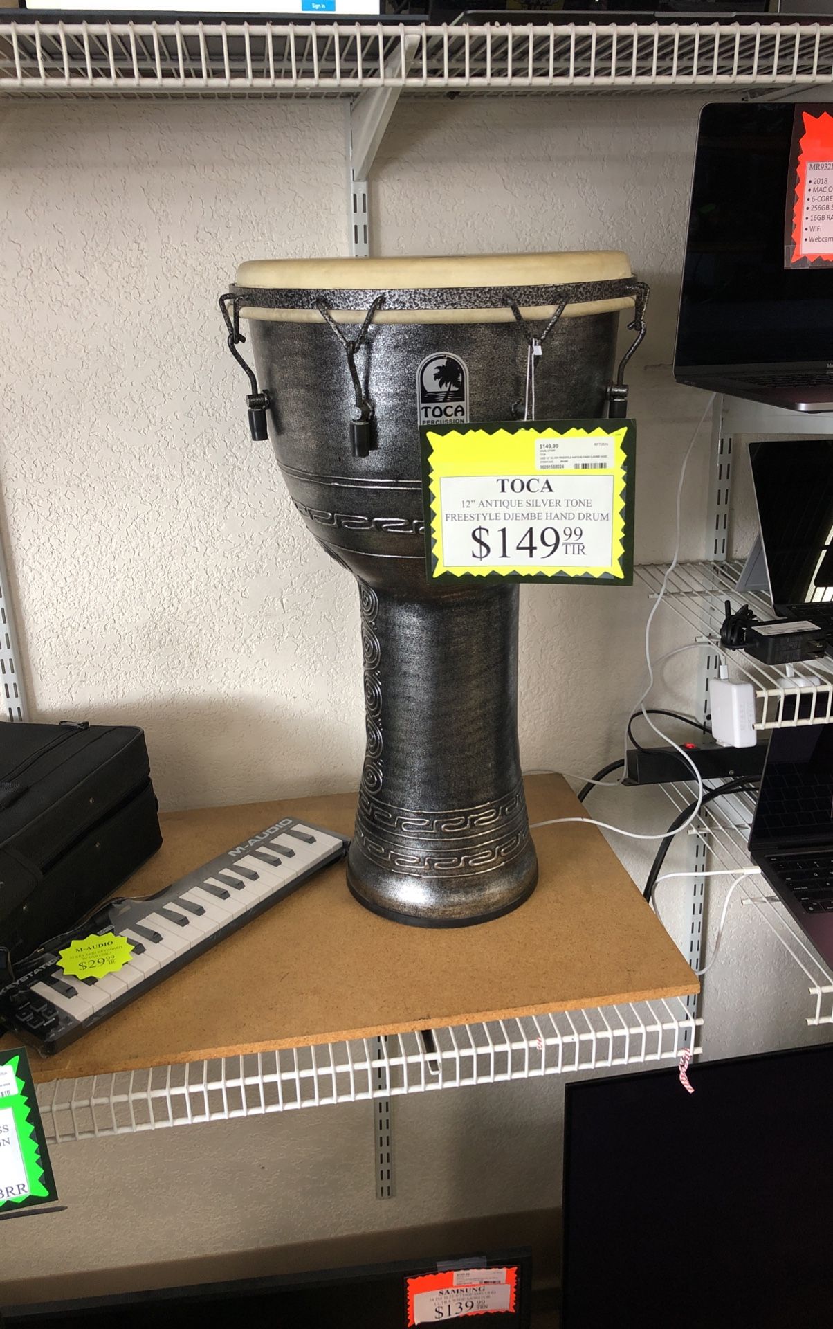96091 Toca SFDMX14AS 14” Antique Silver Freestyle Djembe Hand Drum 568024