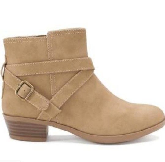 NWT SO Carisa Girls Ankle Taupe Memory Foam Boots-3