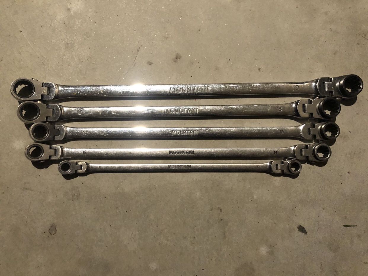Mountain 5 Piece Double Sided Reversible Flex Ratcheting Wrenches