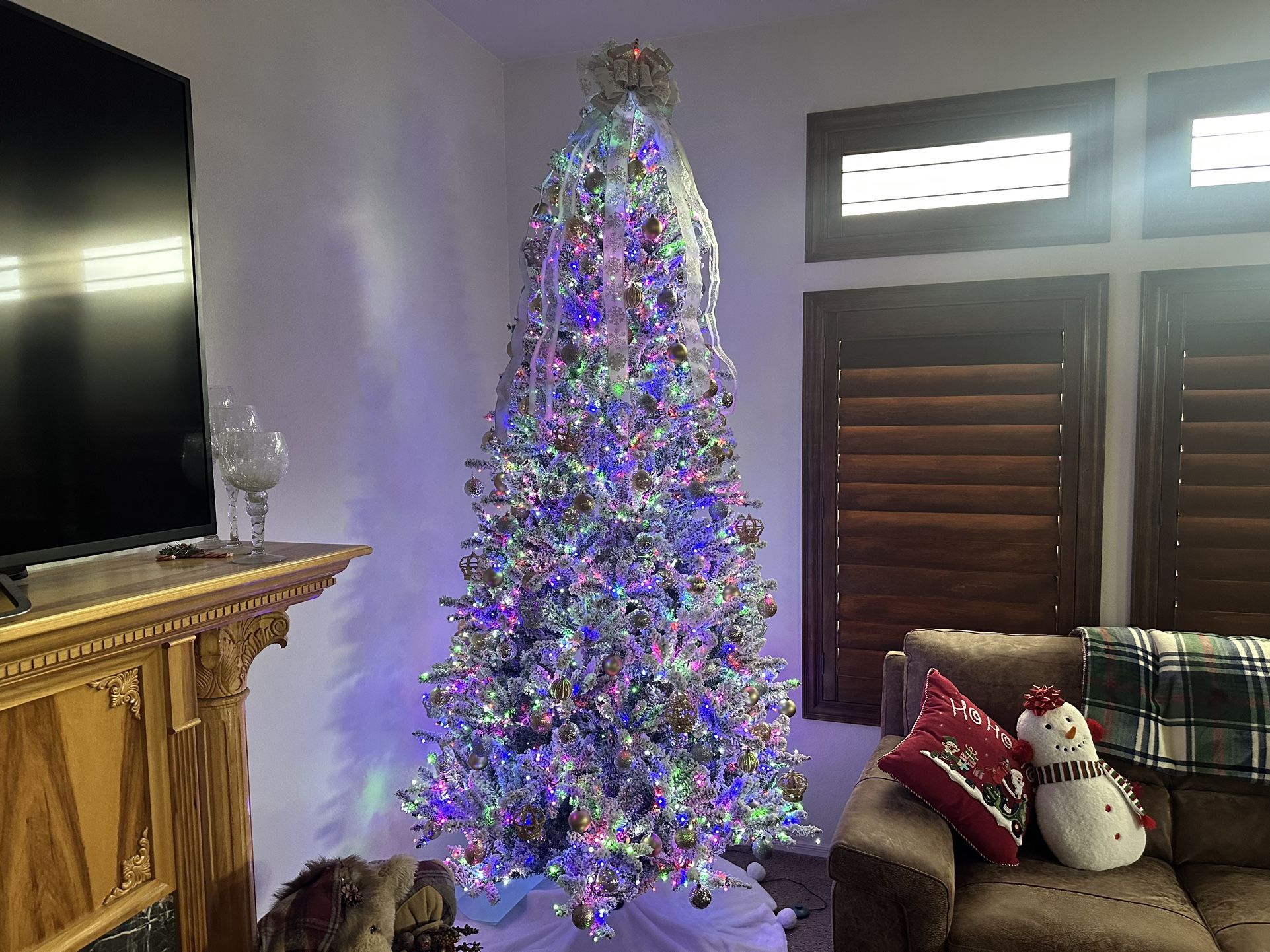 Christmas Tree Starry Light Flocked