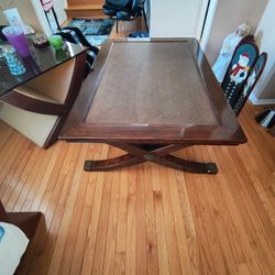 Wooden Coffee Table with Woven Top