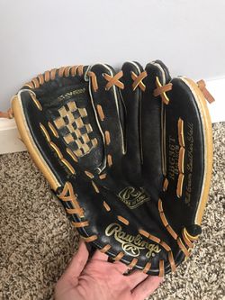 Rawlings RBG36T Baseball Glove 12 1/2 Inch Fits Left Hand Black And Tan Leather Pre-owed