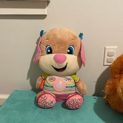 Fisher-Price Laugh & Learn So Big Sis, Large Musical Plush Puppy Toy with Learning Content for Infants and Toddlers