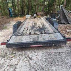20ft Car Trailer Dove Tail Double Axle With Built In Ramos
