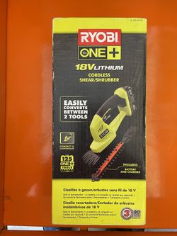 RYOBI ONE+ 18V Cordless Battery Grass Shear and Shrubber Trimmer with 1.3 Ah Battery and Charger