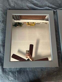 Set of 2 Modern Grey Framed Wall Mirrors – 21” x 24.5”
