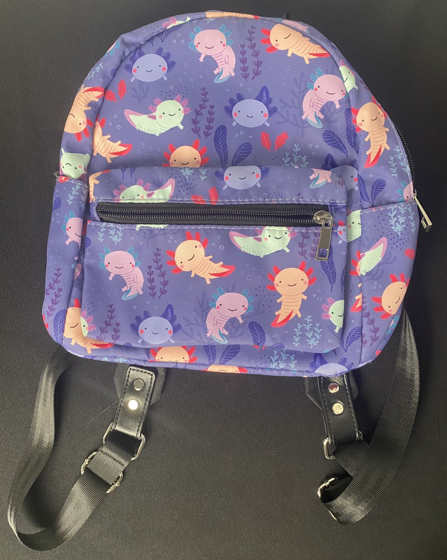 Cute Axolotl Purple Mini Backpack Kids Pink Salamander Bookbag Lightweight Daypack (Retail $40)