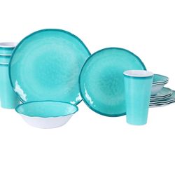 tableware set for 4-16 pieces: set of camping dishes with dinner plates, salad dishes, bowls and cups. Light and unbreakable. Use indoors and outdoors