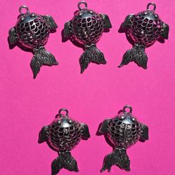 Lot of 5 Goldfish Pendants Jewelry or Crafts